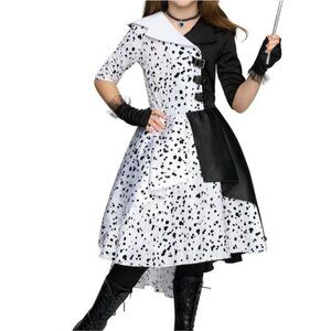 Spooktacular Dalmatian Costume Dress Halloween Polka Dots dress Girl Size Small